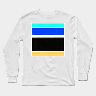 Inverted Blue Black Yellow Geometric Abstract Acrylic Painting I Long Sleeve T-Shirt